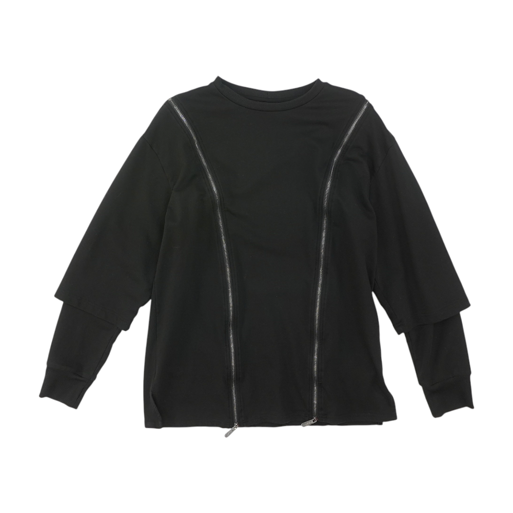 Black Solid Sweatshirt Pullover