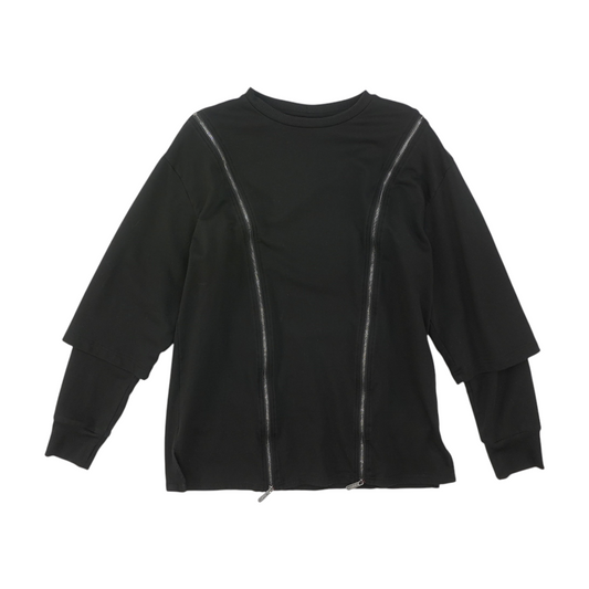 Black Solid Sweatshirt Pullover