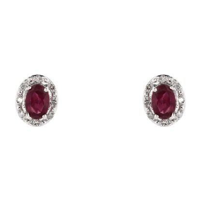 1 1/3 ctw 10K White Gold Garnet Stud Earrings