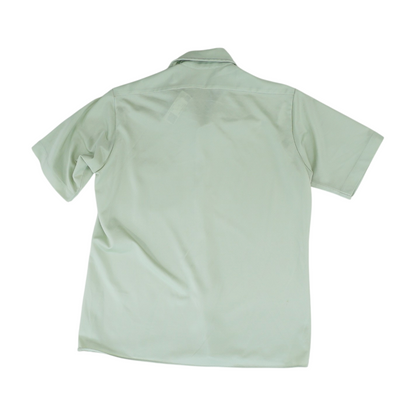 Green Solid Short Sleeve Button Down