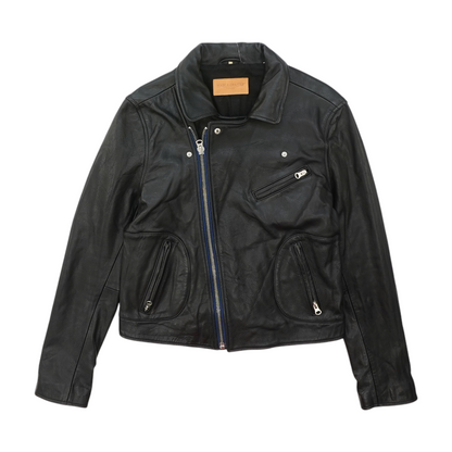 Black Solid Leather Jacket