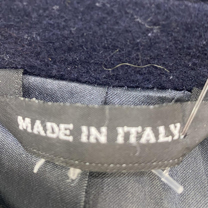 Navy Solid Wool and Silk Blend Coat