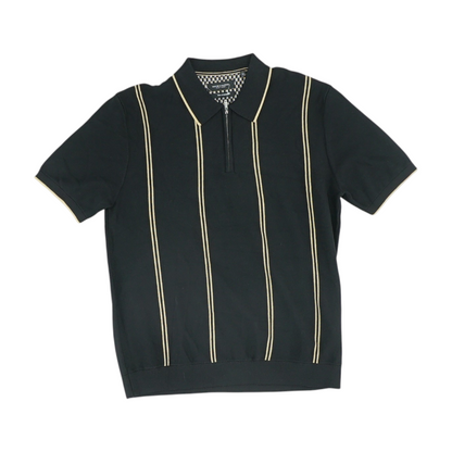 Black Striped Short Sleeve Polo