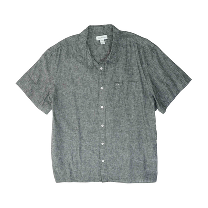Gray Solid Short Sleeve Button Down