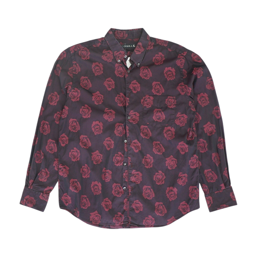 Maroon Floral Long Sleeve Button Down