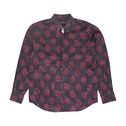 Maroon Floral Long Sleeve Button Down