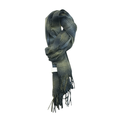 Navy Plaid 100% Cashmere Scarf