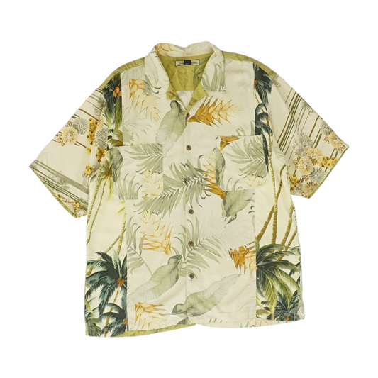 Beige Tropical Short Sleeve Button Down