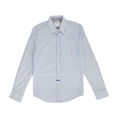 Blue Polka Dot Long Sleeve Button Down