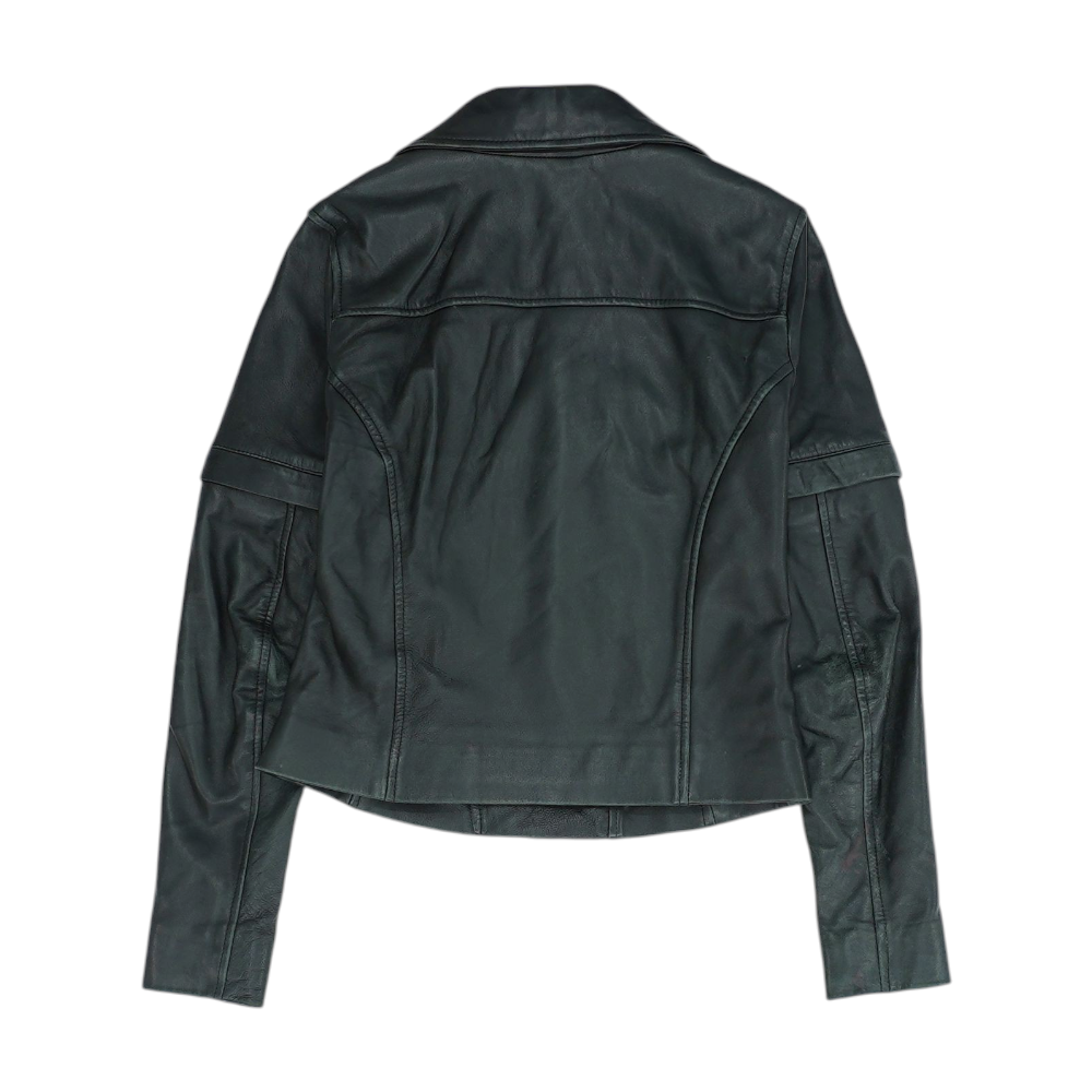 Black Solid Leather Jacket