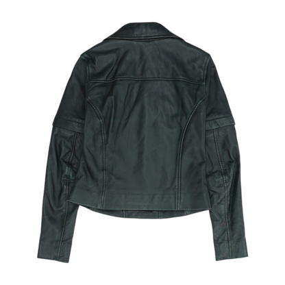 Black Solid Leather Jacket