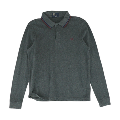 Gray Solid Long Sleeve Polo