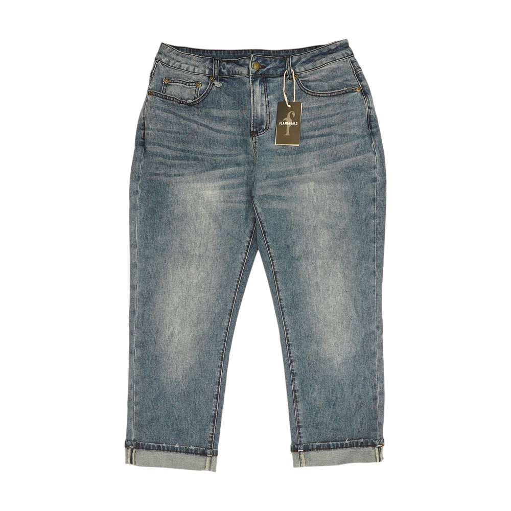 Blue Solid Denim Capris
