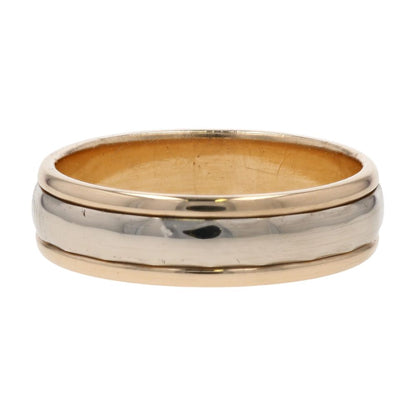 14K Two Tone Gold Polished Grooved Band