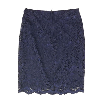 Blue Embroidery Detail Midi Skirt