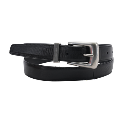 Folk Belt in Smooth Black Leather