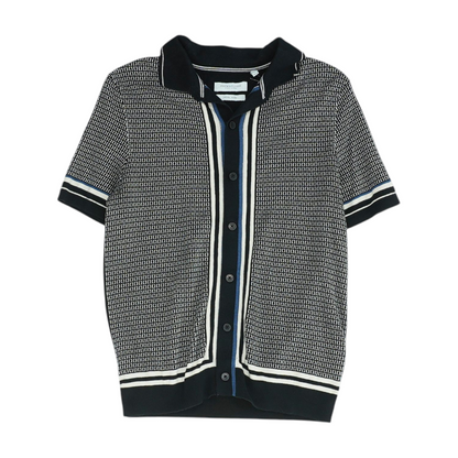 Black Geometric Short Sleeve Button Down