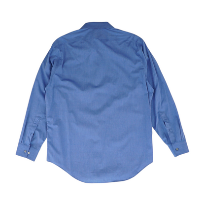 Blue Solid Long Sleeve Button Down