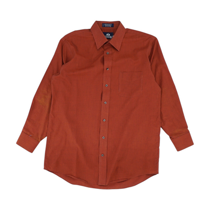 Red Solid Long Sleeve Button Down