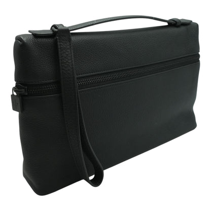 Black Grained Calfskin Leather Pouch