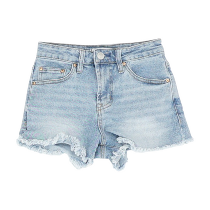 Blue Solid Denim Shorts