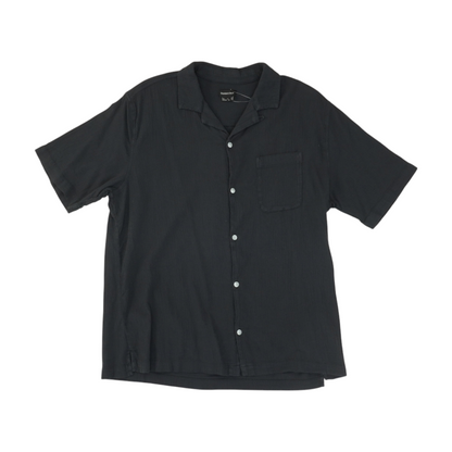 Navy Solid Short Sleeve Button Down