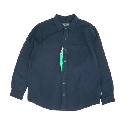 Blue Solid Long Sleeve Button Down