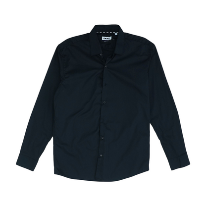 Black Solid Long Sleeve Button Down