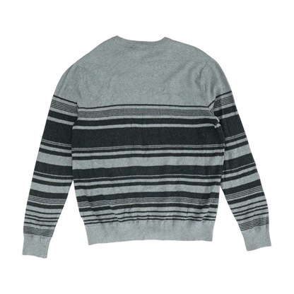 Gray Striped Pullover Sweater