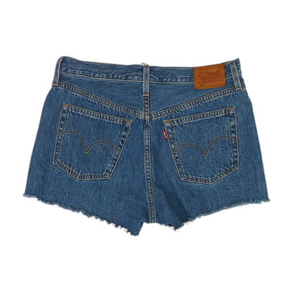 Blue Solid Denim Shorts