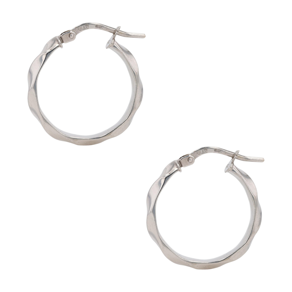 14K White Gold Hoop Earrings
