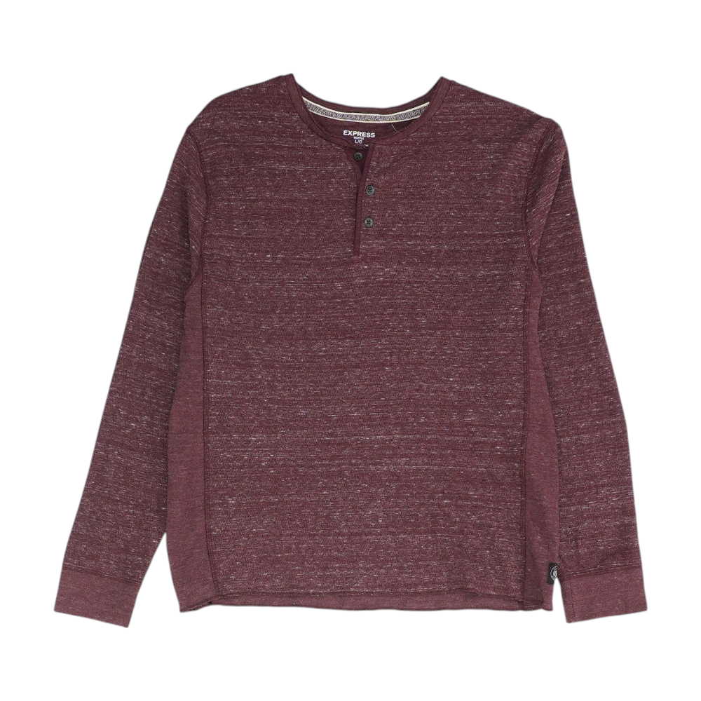 Express Maroon Solid Henley T-Shirt – Image 1