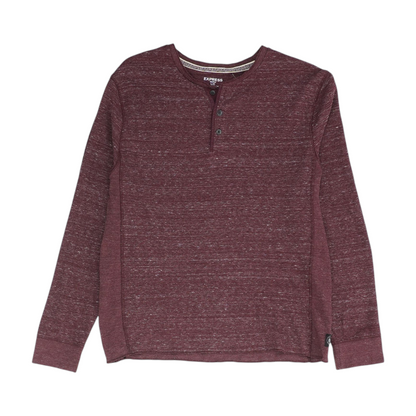 Express Maroon Solid Henley T-Shirt – Image 1
