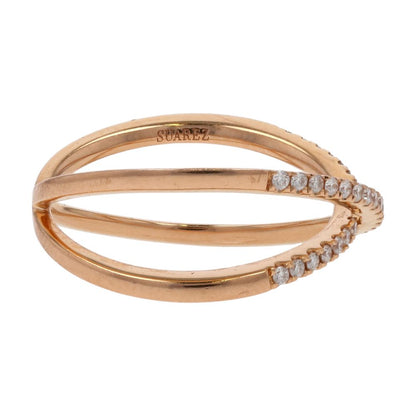 1/5 Ct 18K Rose Gold Diamond Crossover Stackable Ring