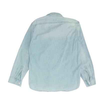 Blue Solid Long Sleeve Button Down