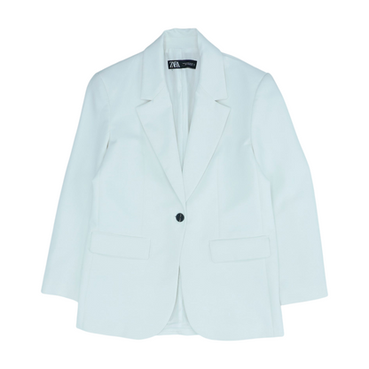 White Solid Blazer