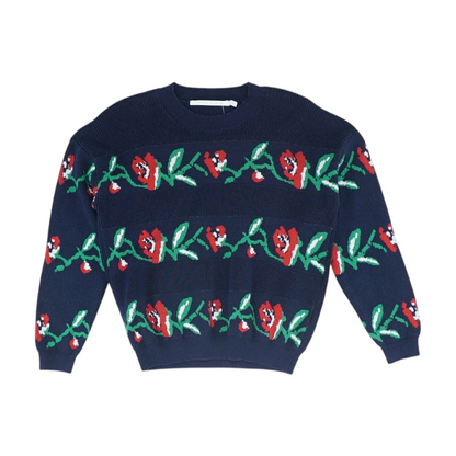 Navy Print Pullover Sweater