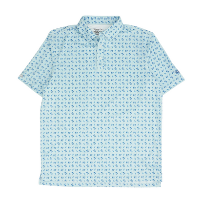 Blue Graphic Short Sleeve Polo