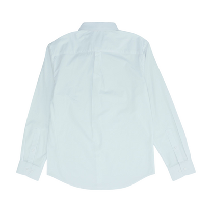 White Solid Long Sleeve Button Down