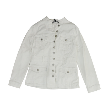 White Solid Denim Jacket