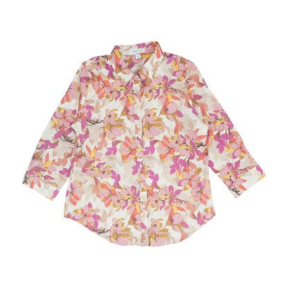Beige Floral Button Down