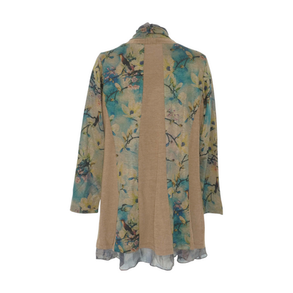 Brown Print Cardigan Sweater