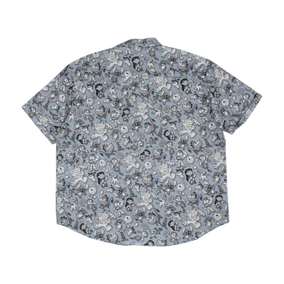 Gray Graphic Short Sleeve Button Down