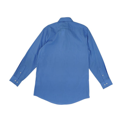 Blue Solid Long Sleeve Button Down