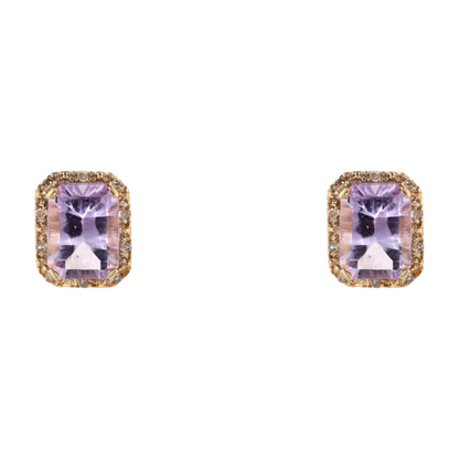 1 1/6 ctw 10K Yellow Gold Amethyst Stud Earrings