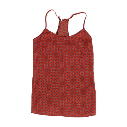 Red Graphic Sleeveless Blouse