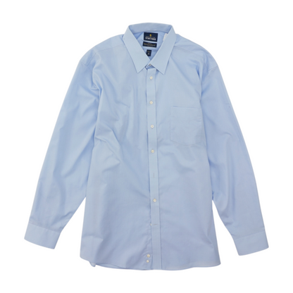 Blue Solid Long Sleeve Button Down