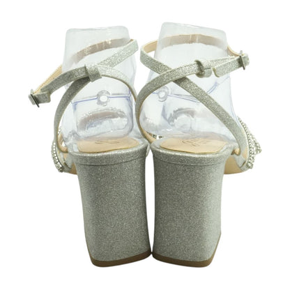 Silver Block Heel Sandals