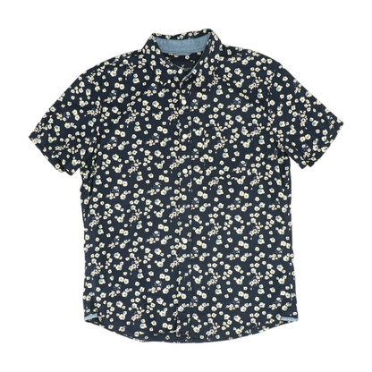 Navy Floral Short Sleeve Button Down