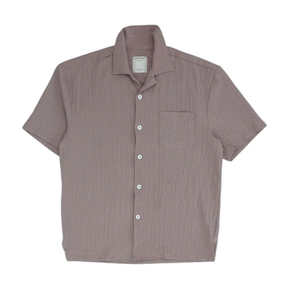 Brown Solid Short Sleeve Button Down